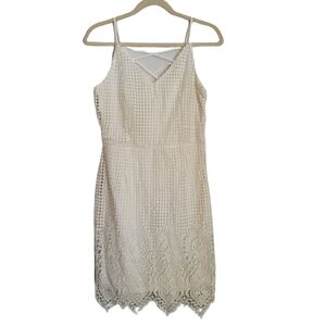 Soieblu Dress L Large Ivory Sleeveless Eyelet